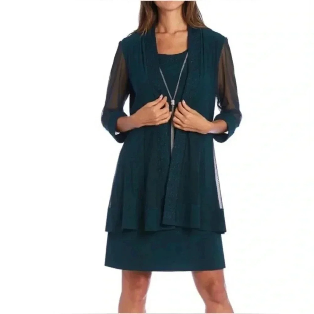 NEW R & M Richards 2 piece dress peacock